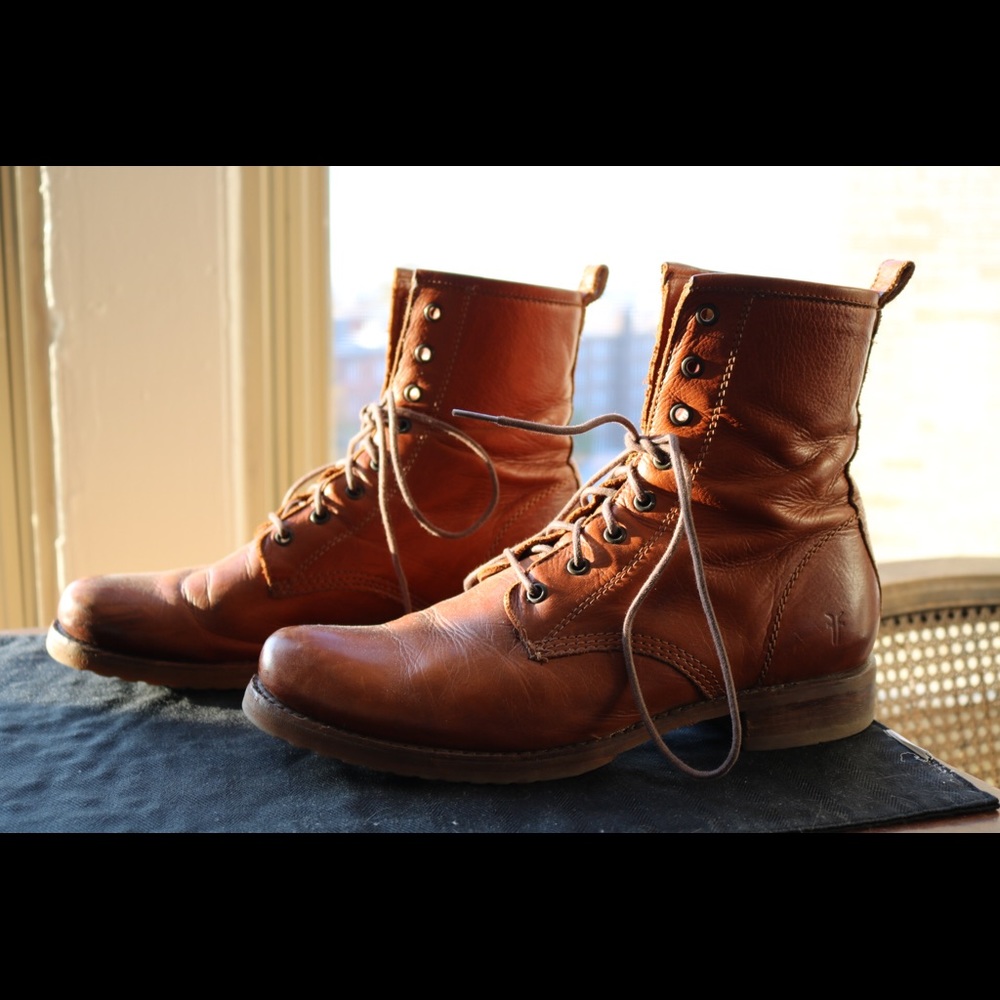 Frye Veronica Combat Boots in Cognac